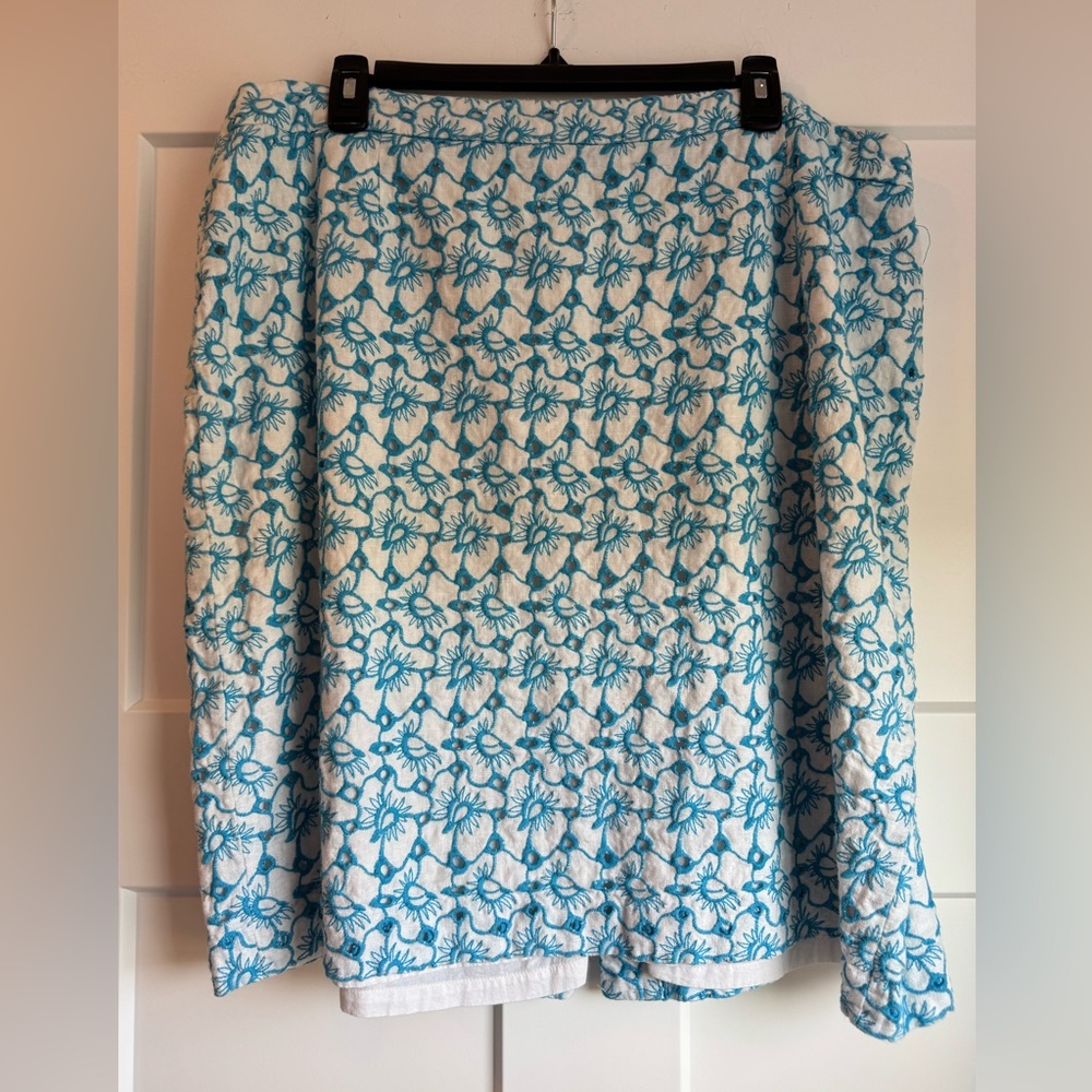 Talbots Blue and White Floral Pencil Skirt